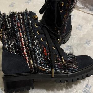 Kurt Geiger dark Blue/dark Navy Multicolor Tweed Lace Up Boots